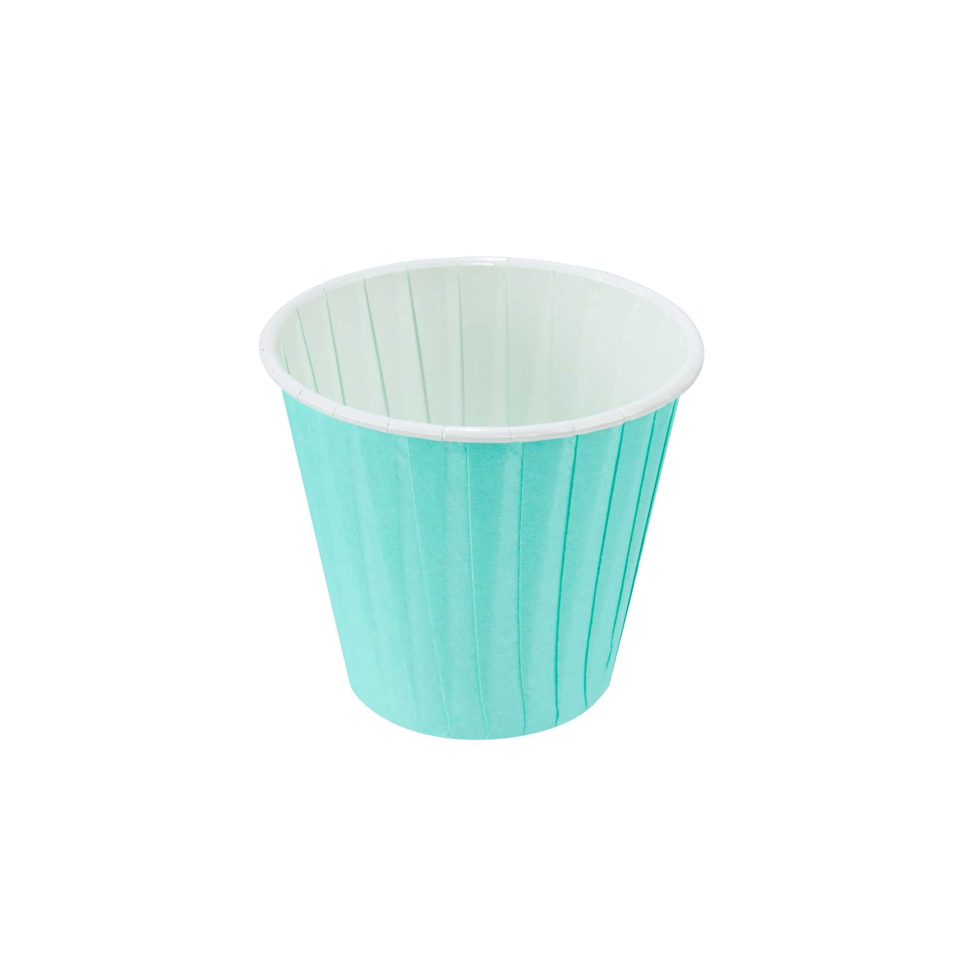 Panificio 4 oz Round Turquoise Paper Tall Baking Cup - Pleated - 3" x 3" x 2 3/4" - 200 count box