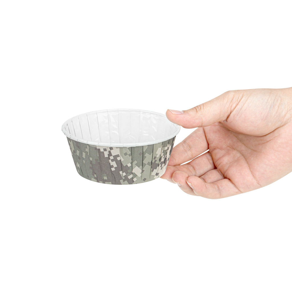 Panificio 5 oz Round Camouflage Paper Large Baking Cup - Pleated - 3 3/4" x 3 3/4" x 1 1/2" - 200 count box