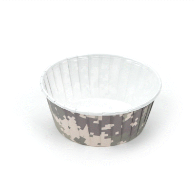 Panificio 5 oz Round Camouflage Paper Large Baking Cup - Pleated - 3 3/4" x 3 3/4" x 1 1/2" - 200 count box
