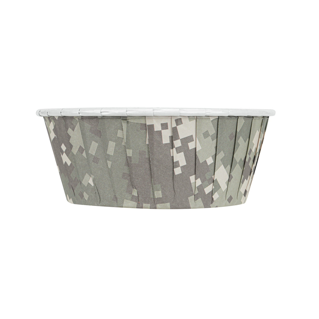 Panificio 5 oz Round Camouflage Paper Large Baking Cup - Pleated - 3 3/4" x 3 3/4" x 1 1/2" - 200 count box