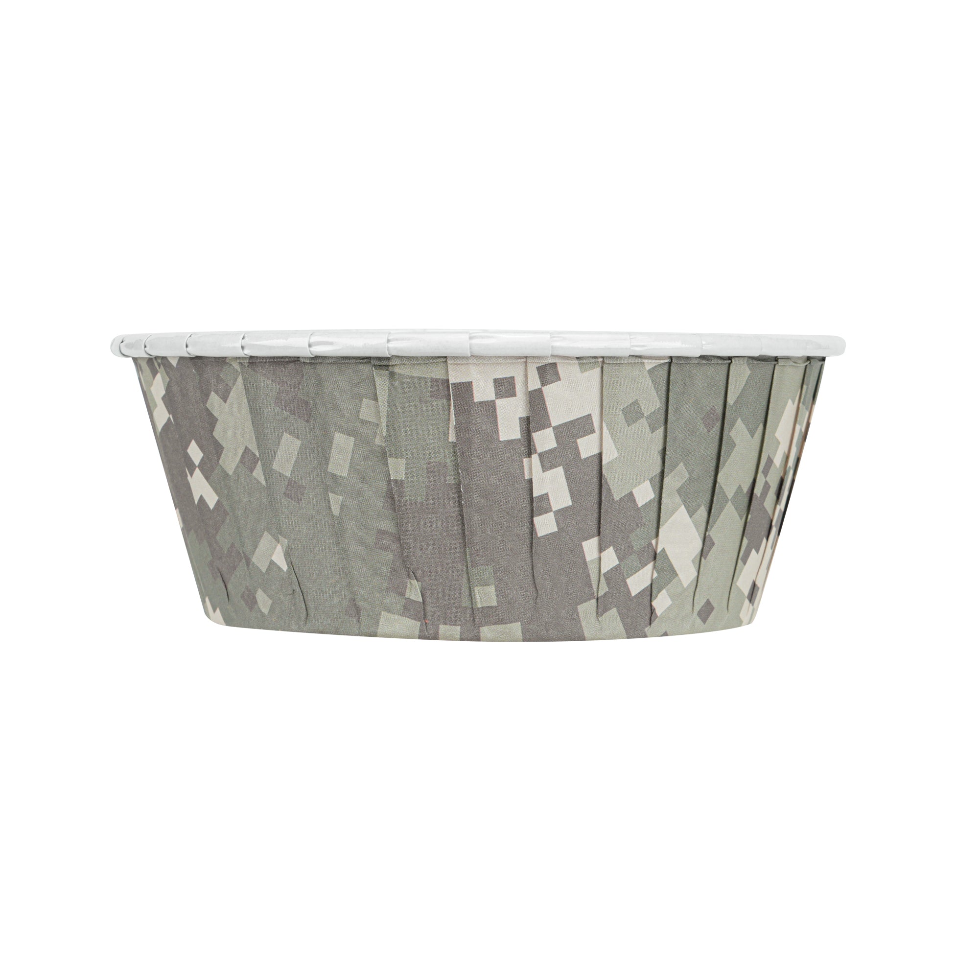 Panificio 5 oz Round Camouflage Paper Large Baking Cup - Pleated - 3 3/4" x 3 3/4" x 1 1/2" - 200 count box
