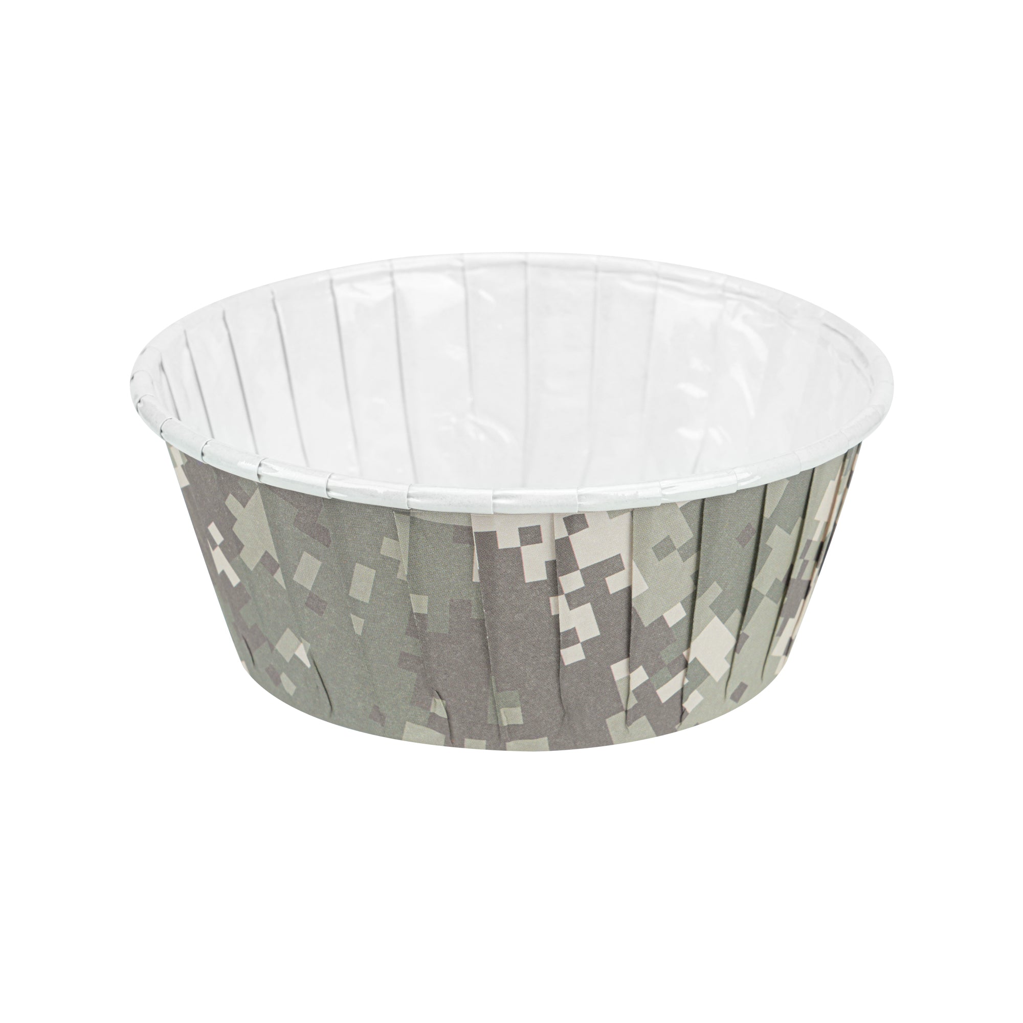 Panificio 5 oz Round Camouflage Paper Large Baking Cup - Pleated - 3 3/4" x 3 3/4" x 1 1/2" - 200 count box