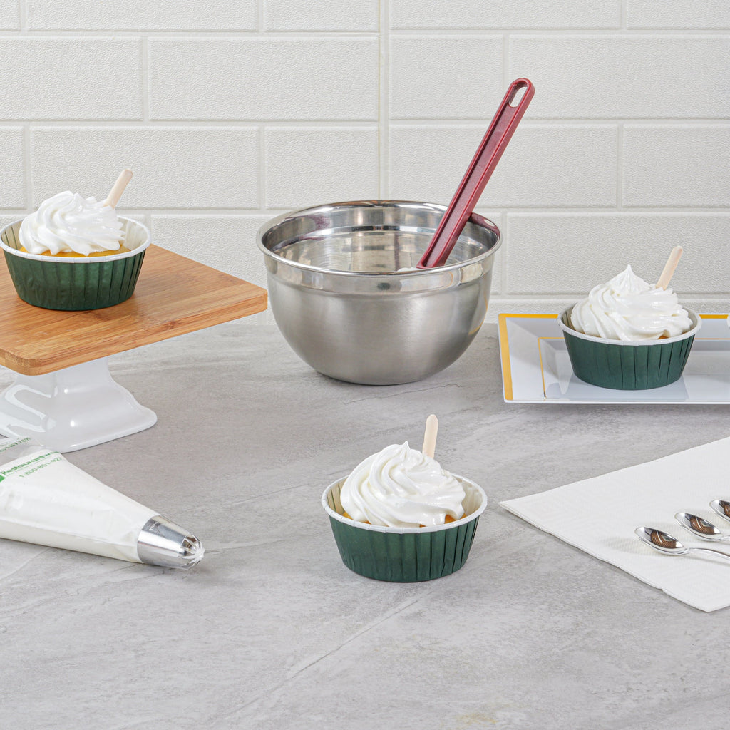Panificio 5 oz Round Forest Green Paper Large Baking Cup - Pleated - 3 3/4" x 3 3/4" x 1 1/2" - 200 count box