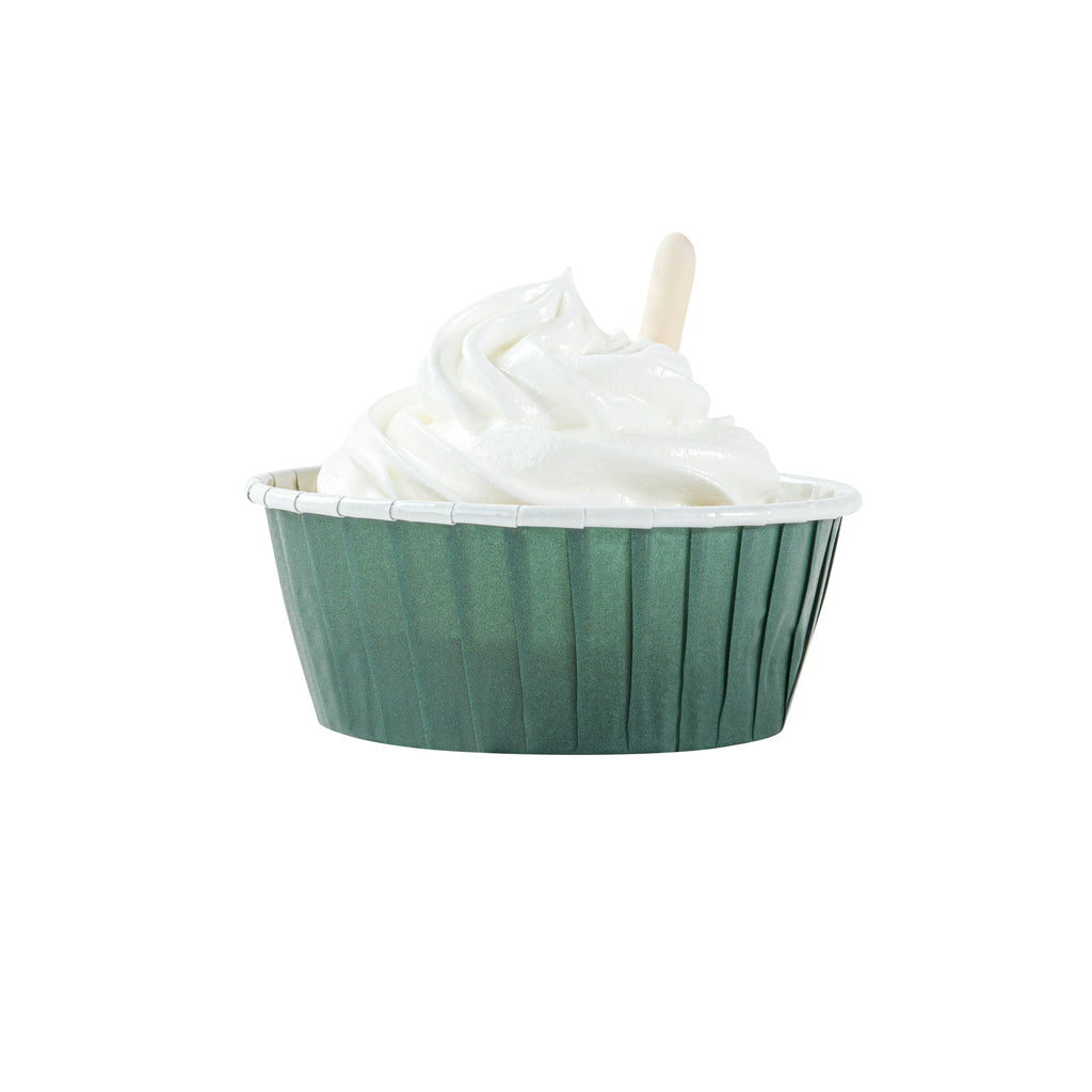 Panificio 5 oz Round Forest Green Paper Large Baking Cup - Pleated - 3 3/4" x 3 3/4" x 1 1/2" - 200 count box