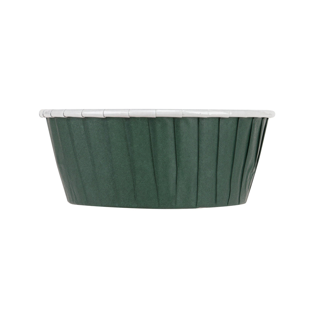 Panificio 5 oz Round Forest Green Paper Large Baking Cup - Pleated - 3 3/4" x 3 3/4" x 1 1/2" - 200 count box