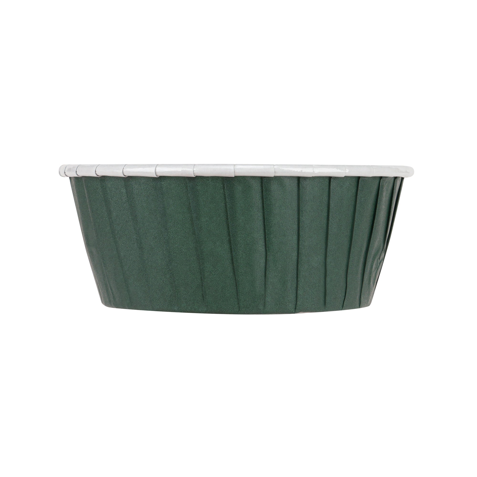 Panificio 5 oz Round Forest Green Paper Large Baking Cup - Pleated - 3 3/4" x 3 3/4" x 1 1/2" - 200 count box