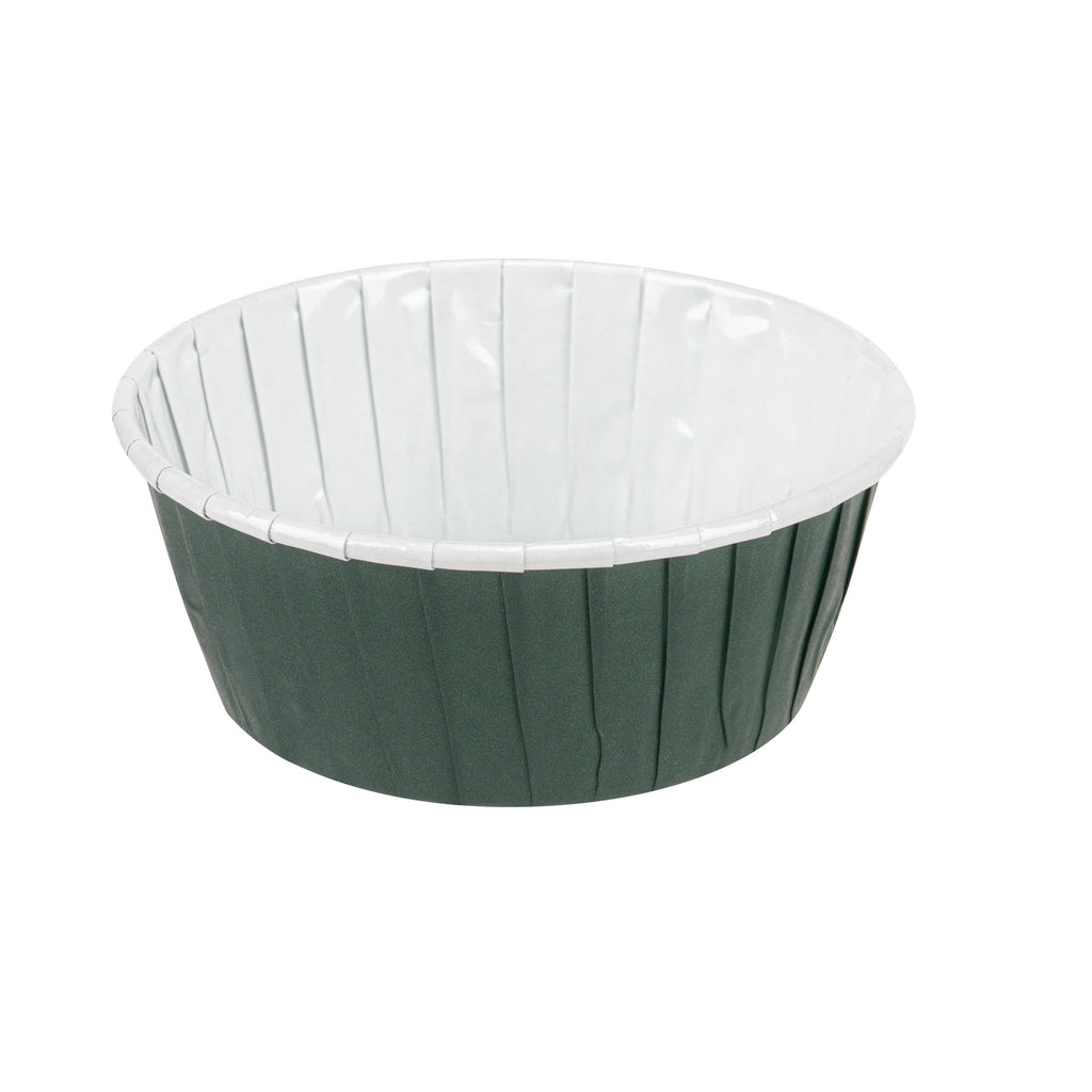 Panificio 5 oz Round Forest Green Paper Large Baking Cup - Pleated - 3 3/4" x 3 3/4" x 1 1/2" - 200 count box