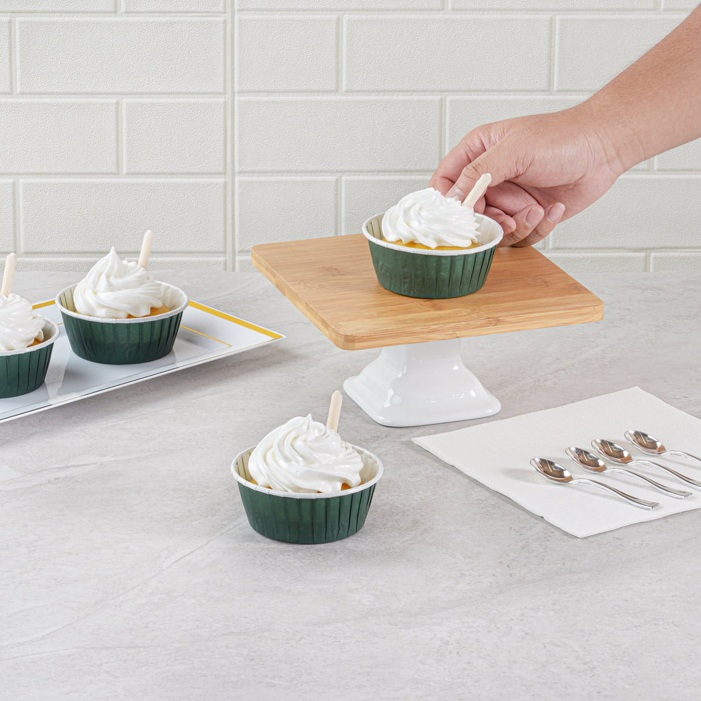 Panificio 5 oz Round Forest Green Paper Large Baking Cup - Pleated - 3 3/4" x 3 3/4" x 1 1/2" - 200 count box
