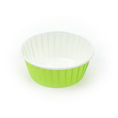 Panificio 5 oz Round Eco Green Paper Large Baking Cup - Pleated - 3 3/4" x 3 3/4" x 1 1/2" - 200 count box