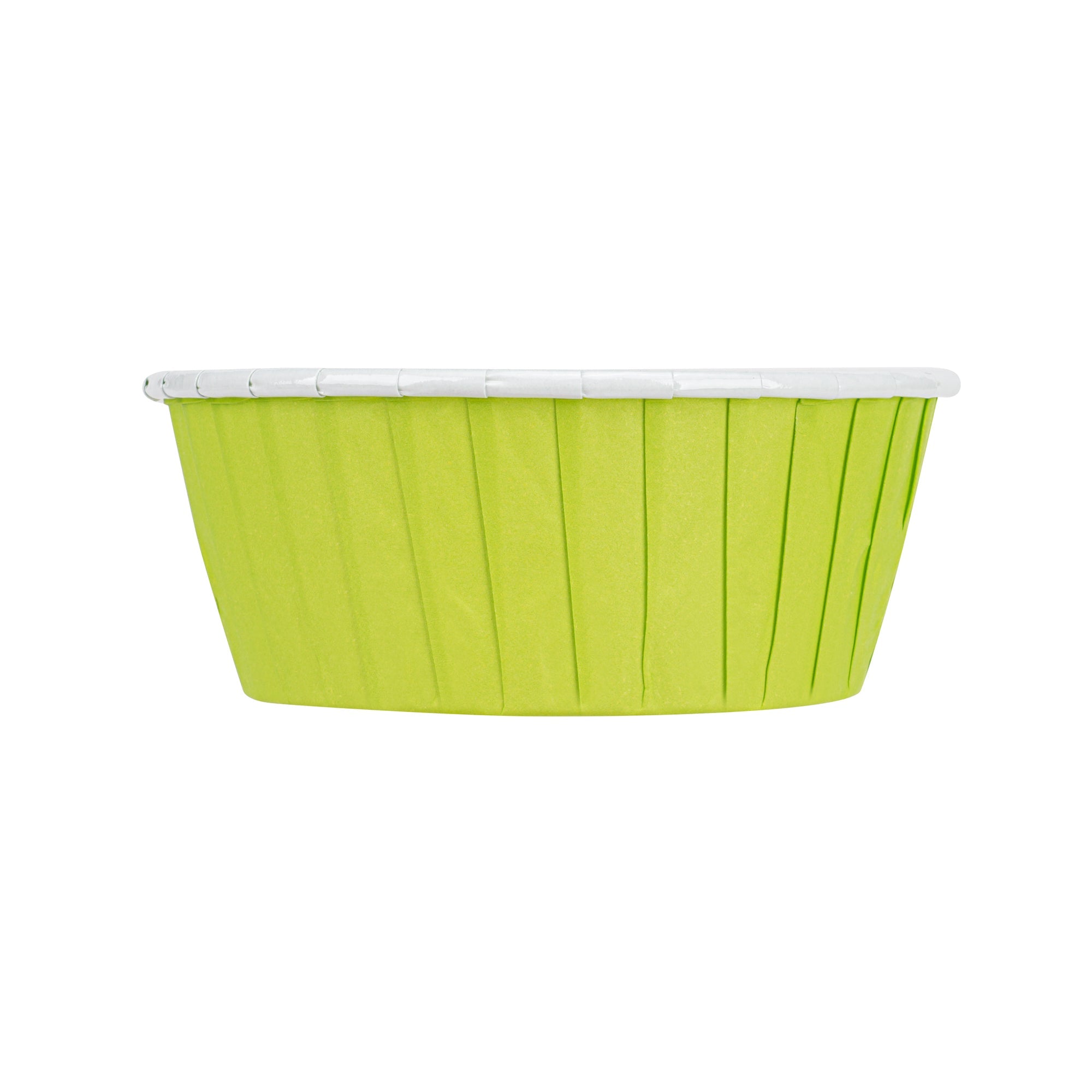 Panificio 5 oz Round Eco Green Paper Large Baking Cup - Pleated - 3 3/4" x 3 3/4" x 1 1/2" - 200 count box