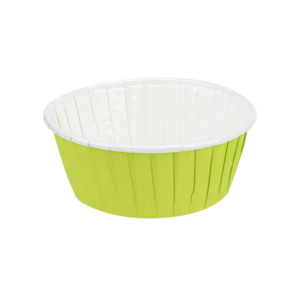 Panificio 5 oz Round Eco Green Paper Large Baking Cup - Pleated - 3 3/4" x 3 3/4" x 1 1/2" - 200 count box