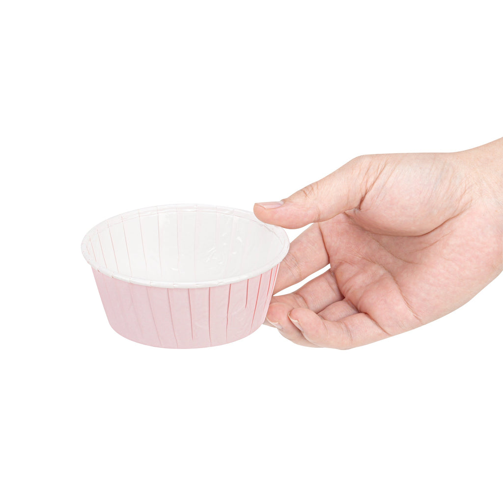 Panificio 5 oz Round Pink Paper Large Baking Cup - Pleated - 3 3/4" x 3 3/4" x 1 1/2" - 200 count box