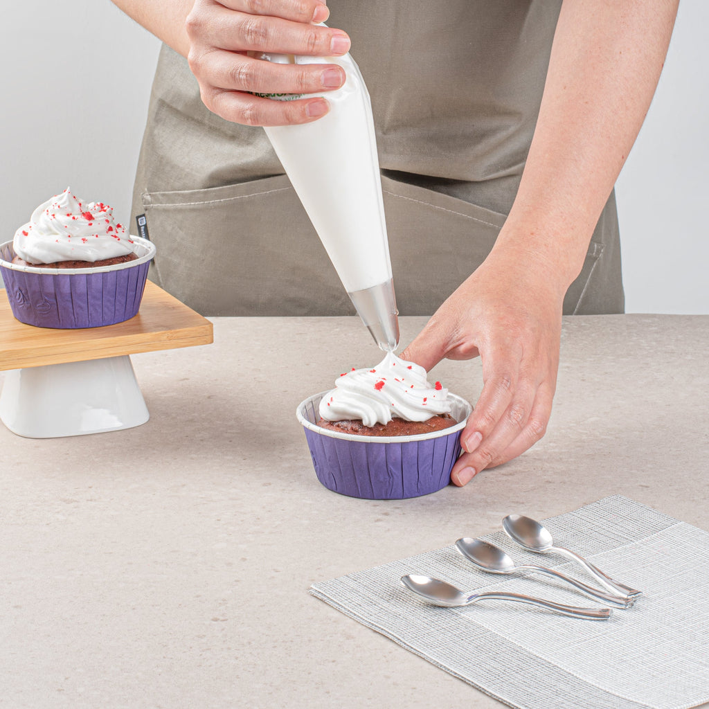 Panificio 5 oz Round Purple Paper Large Baking Cup - Pleated - 3 3/4" x 3 3/4" x 1 1/2" - 200 count box