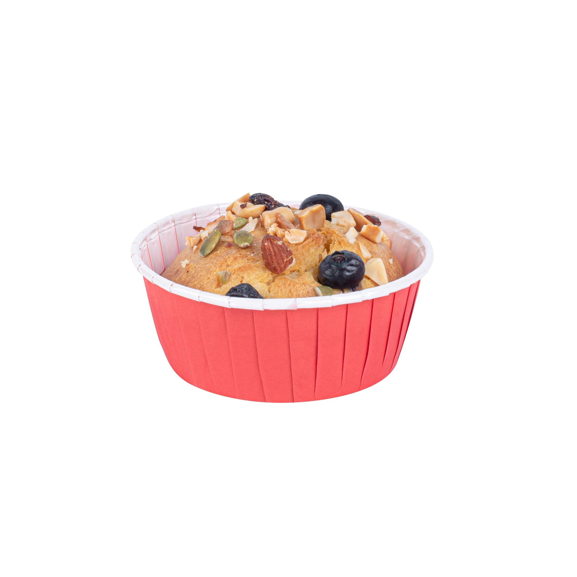 Panificio 5 oz Round Red Paper Large Baking Cup - Pleated - 3 3/4" x 3 3/4" x 1 1/2" - 200 count box