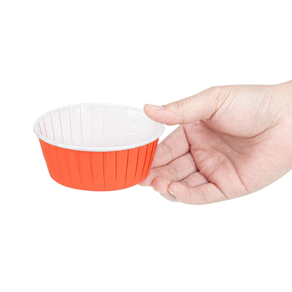 Panificio 5 oz Round Tangerine Orange Paper Large Baking Cup - Pleated - 3 3/4" x 3 3/4" x 1 1/2" - 200 count box