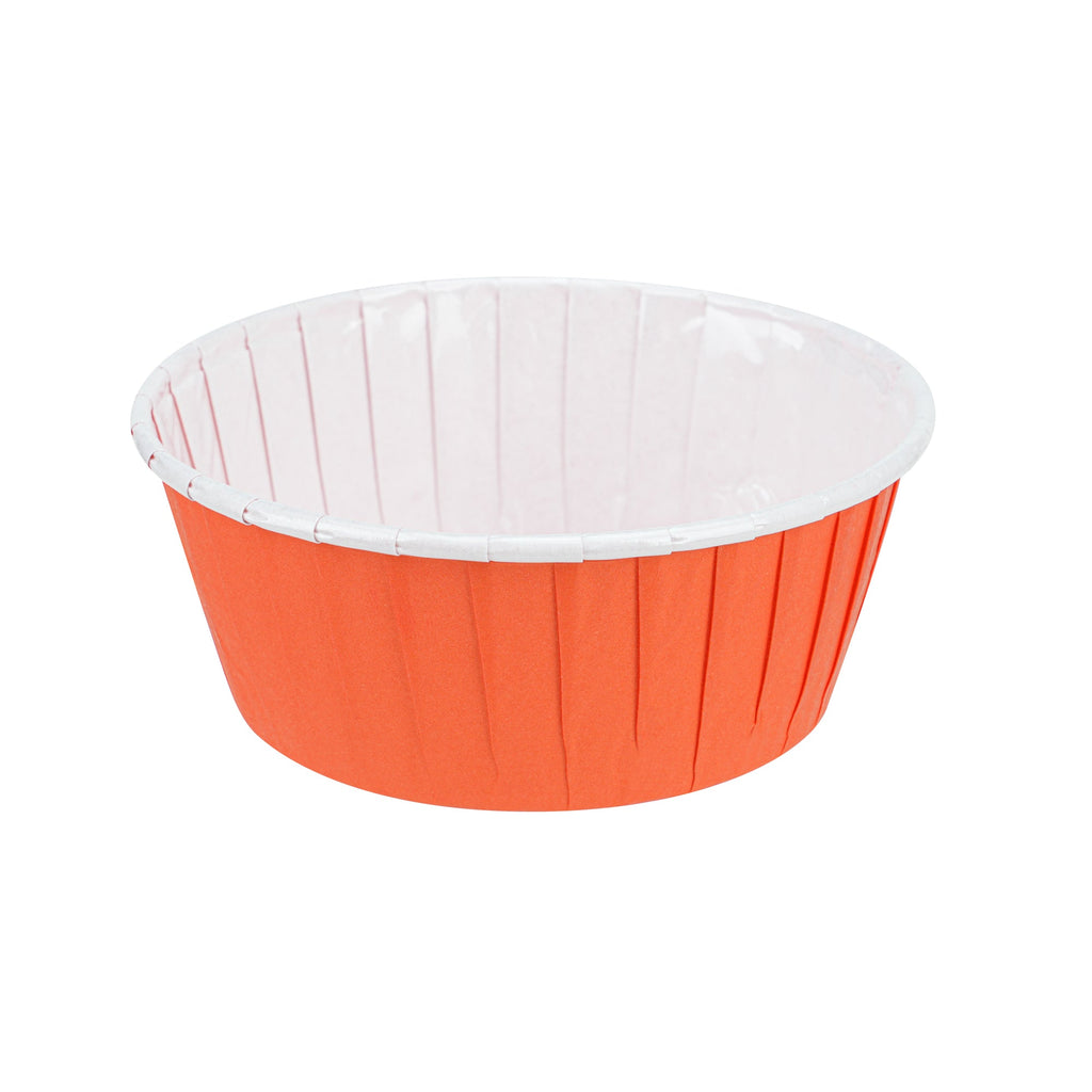 Panificio 5 oz Round Tangerine Orange Paper Large Baking Cup - Pleated - 3 3/4" x 3 3/4" x 1 1/2" - 200 count box
