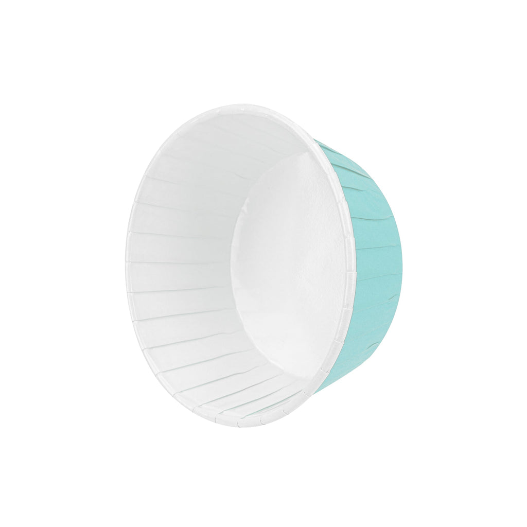 Panificio 5 oz Round Turquoise Paper Large Baking Cup - Pleated - 3 3/4" x 3 3/4" x 1 1/2" - 200 count box