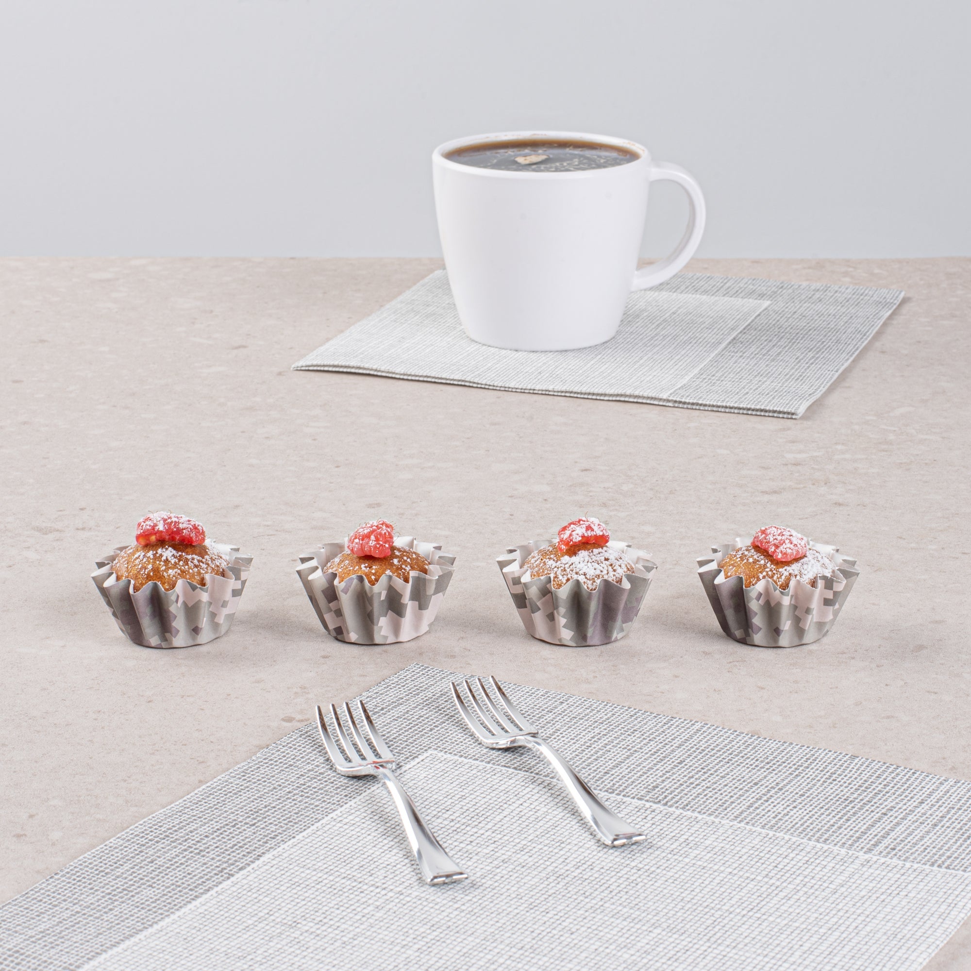 Panificio 0.4 oz Camouflage Floral Paper Mini Baking Cup - Flared - 2" x 2" x 1/2" - 200 count box