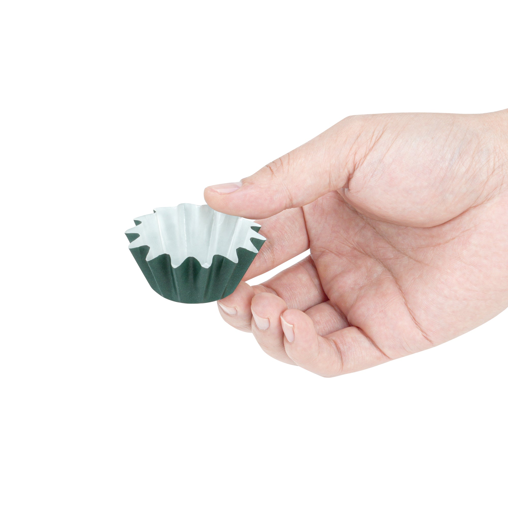 Panificio 0.4 oz Forest Green Floral Paper Mini Baking Cup - Flared - 2" x 2" x 1/2" - 200 count box