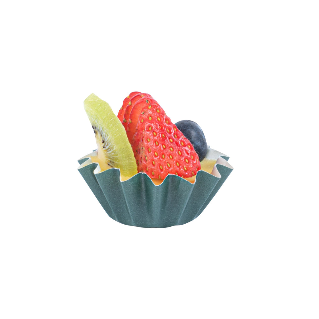Panificio 0.4 oz Forest Green Floral Paper Mini Baking Cup - Flared - 2" x 2" x 1/2" - 200 count box