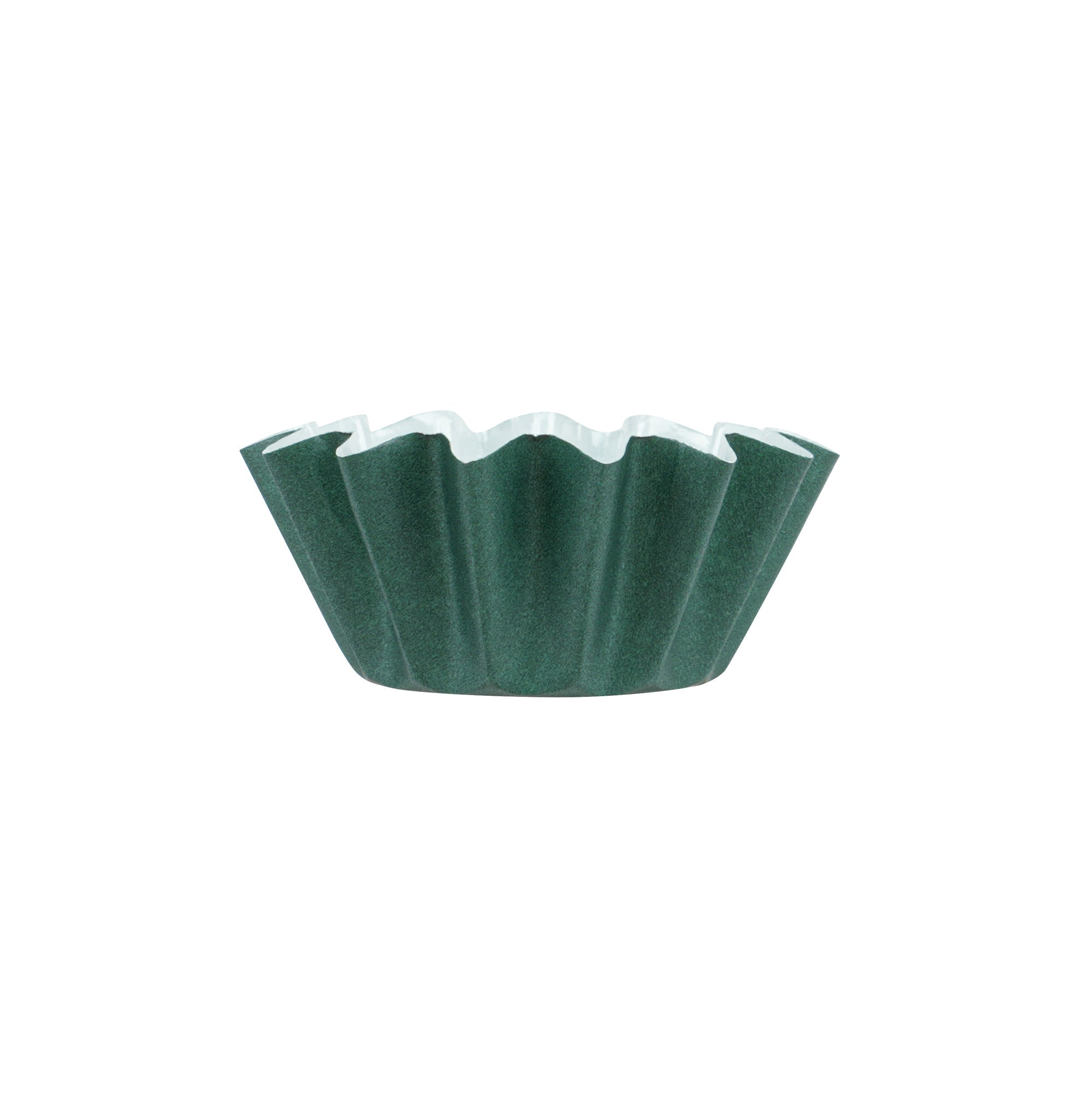 Panificio 0.4 oz Forest Green Floral Paper Mini Baking Cup - Flared - 2" x 2" x 1/2" - 200 count box