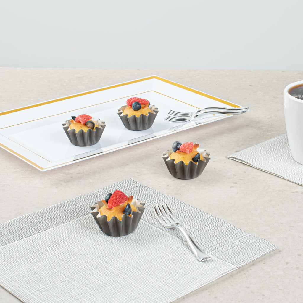 Panificio 0.4 oz Round Gray Paper Mini Baking Cup - Flared - 2" x 2" x 1/2" - 200 count box