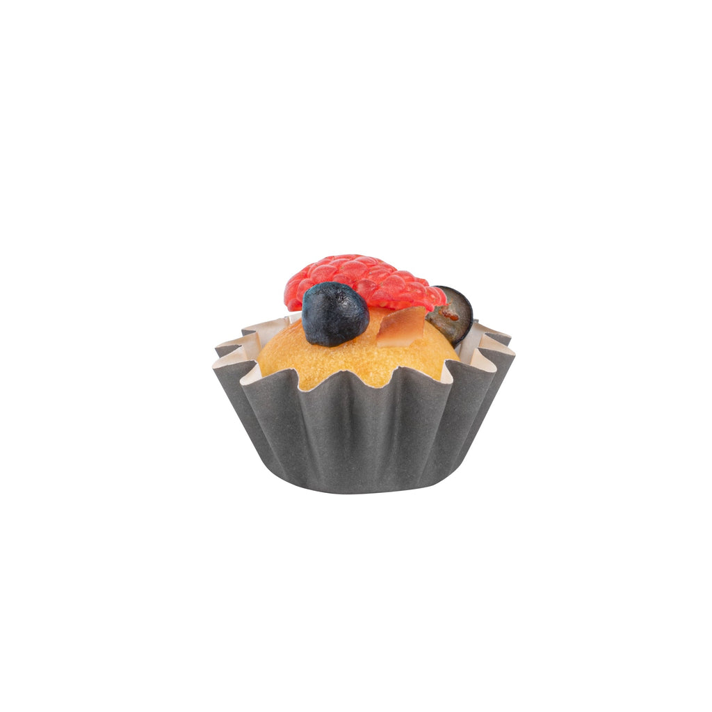 Panificio 0.4 oz Round Gray Paper Mini Baking Cup - Flared - 2" x 2" x 1/2" - 200 count box