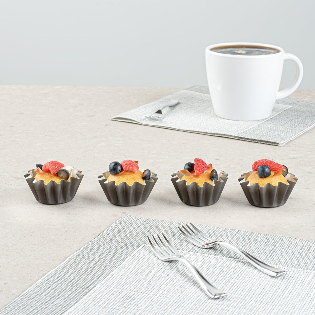 Panificio 0.4 oz Round Gray Paper Mini Baking Cup - Flared - 2" x 2" x 1/2" - 200 count box