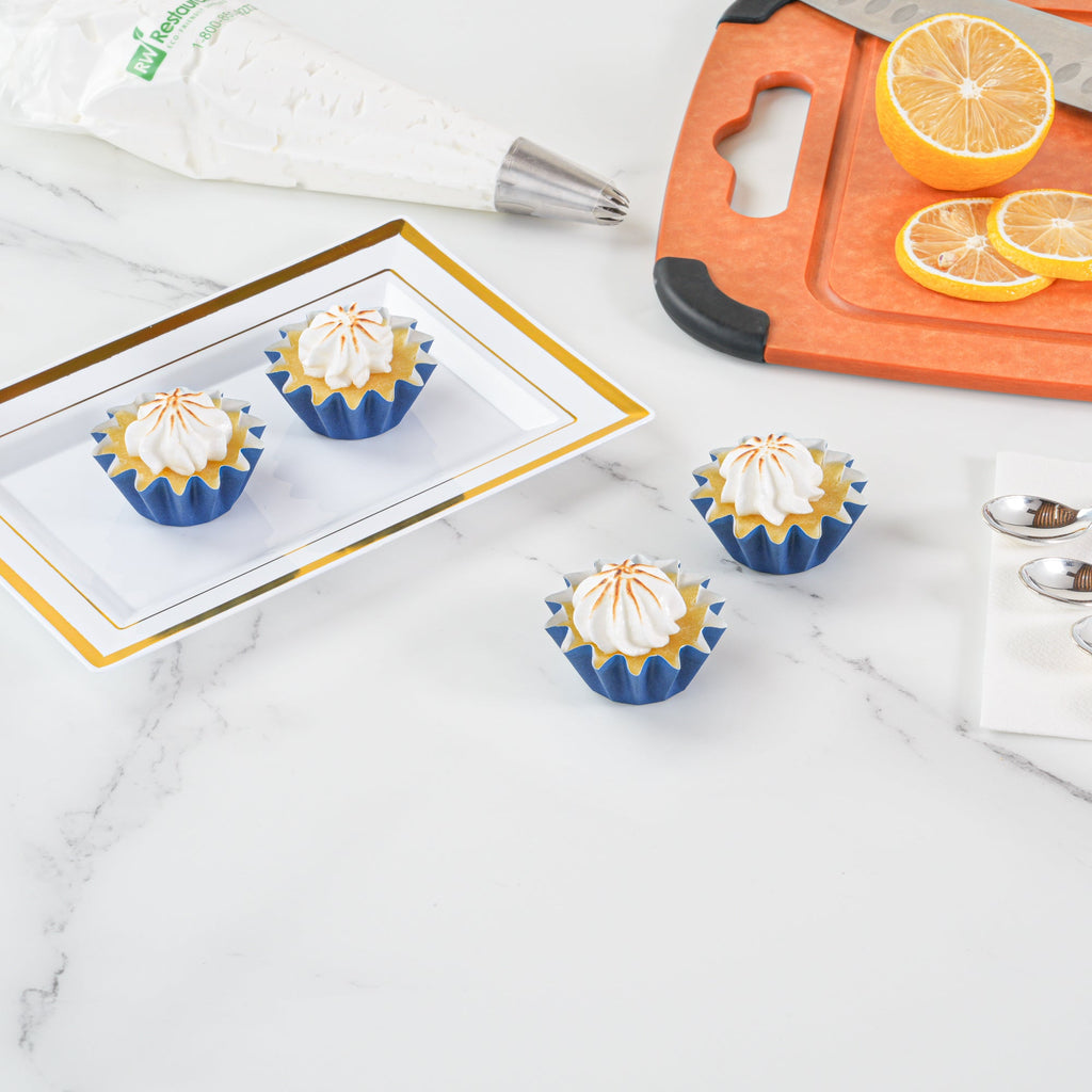 Panificio 0.4 oz Midnight Blue Floral Paper Mini Baking Cup - Flared - 2" x 2" x 1/2" - 200 count box