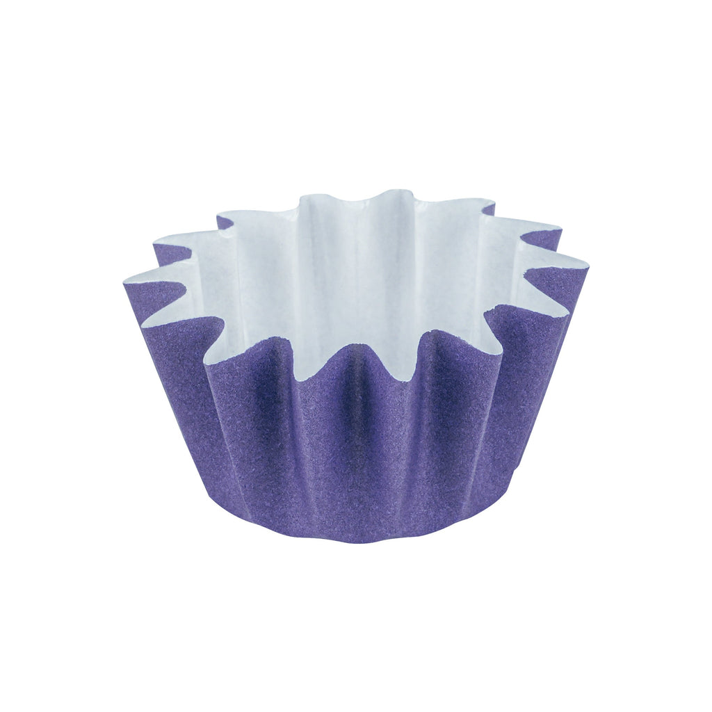 Panificio 0.4 oz Purple Floral Paper Mini Baking Cup - Flared - 2" x 2" x 1/2" - 200 count box
