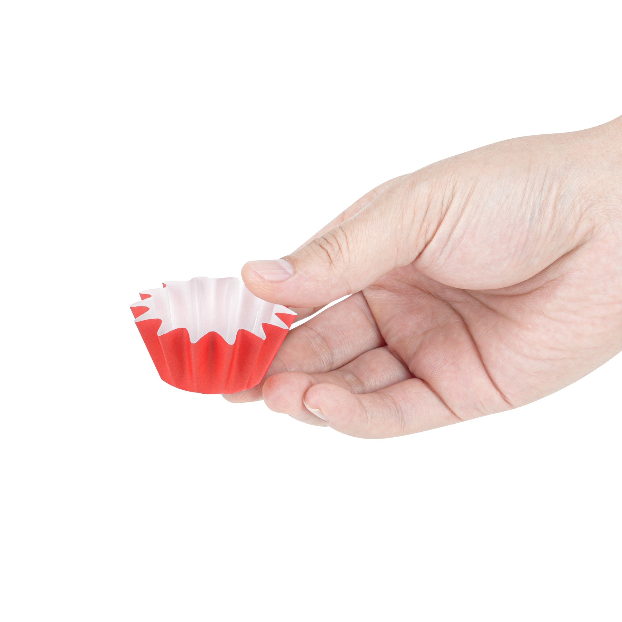 Panificio 0.4 oz Red Floral Paper Mini Baking Cup - Flared - 2" x 2" x 1/2" - 200 count box