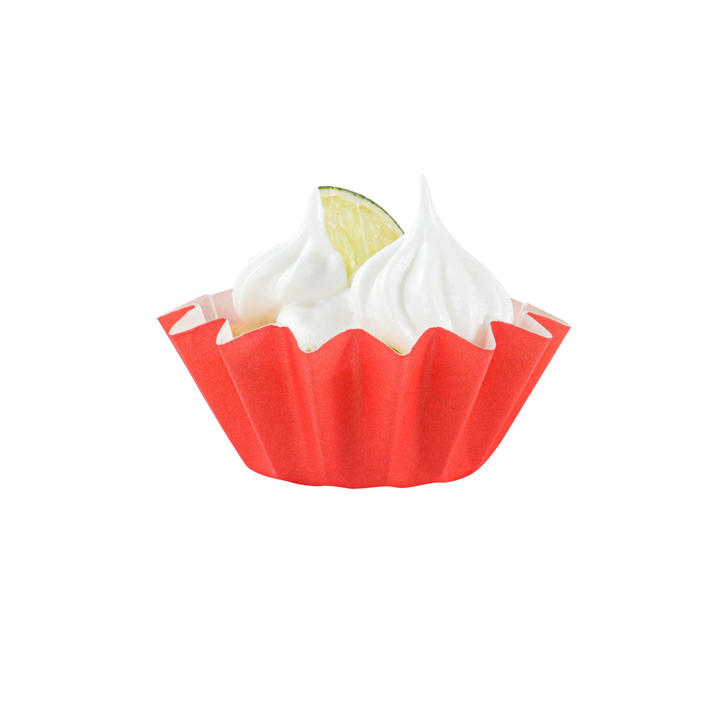 Panificio 0.4 oz Red Floral Paper Mini Baking Cup - Flared - 2" x 2" x 1/2" - 200 count box