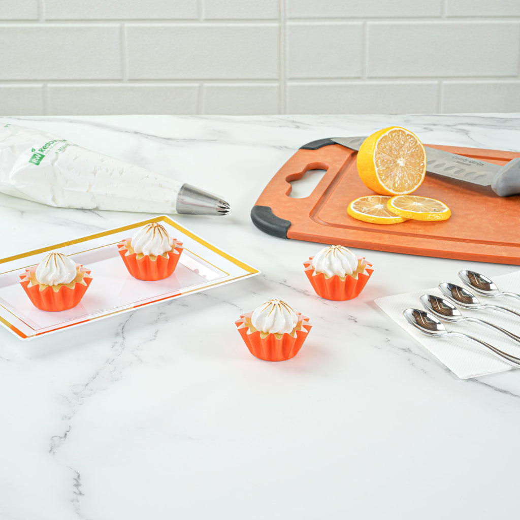Panificio 0.4 oz Tangerine Orange Floral Paper Mini Baking Cup - Flared - 2" x 2" x 1/2" - 200 count box
