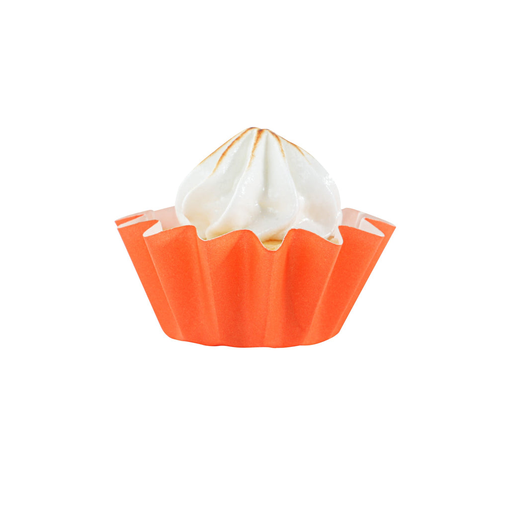 Panificio 0.4 oz Tangerine Orange Floral Paper Mini Baking Cup - Flared - 2" x 2" x 1/2" - 200 count box