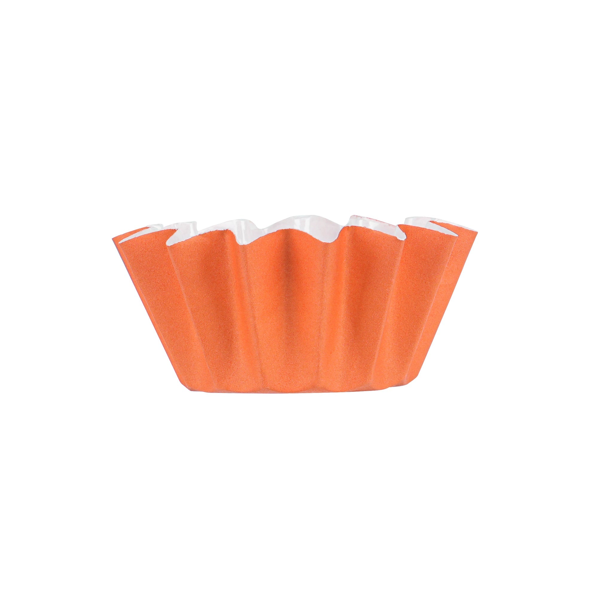 Panificio 0.4 oz Tangerine Orange Floral Paper Mini Baking Cup - Flared - 2" x 2" x 1/2" - 200 count box