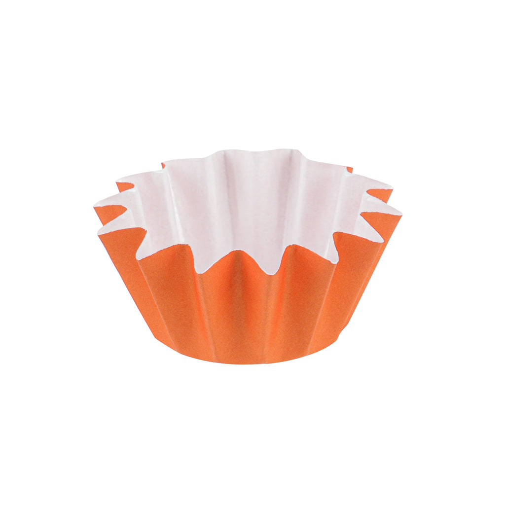 Panificio 0.4 oz Tangerine Orange Floral Paper Mini Baking Cup - Flared - 2" x 2" x 1/2" - 200 count box