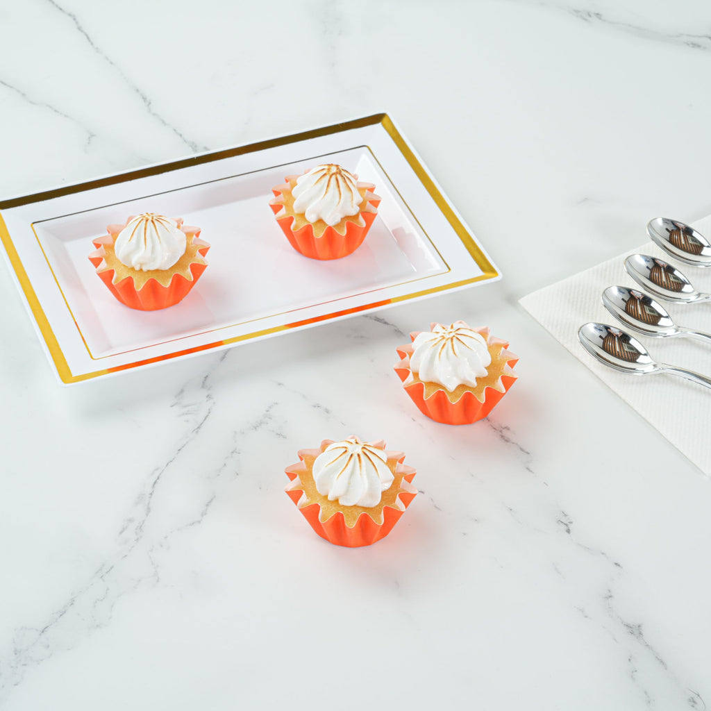 Panificio 0.4 oz Tangerine Orange Floral Paper Mini Baking Cup - Flared - 2" x 2" x 1/2" - 200 count box