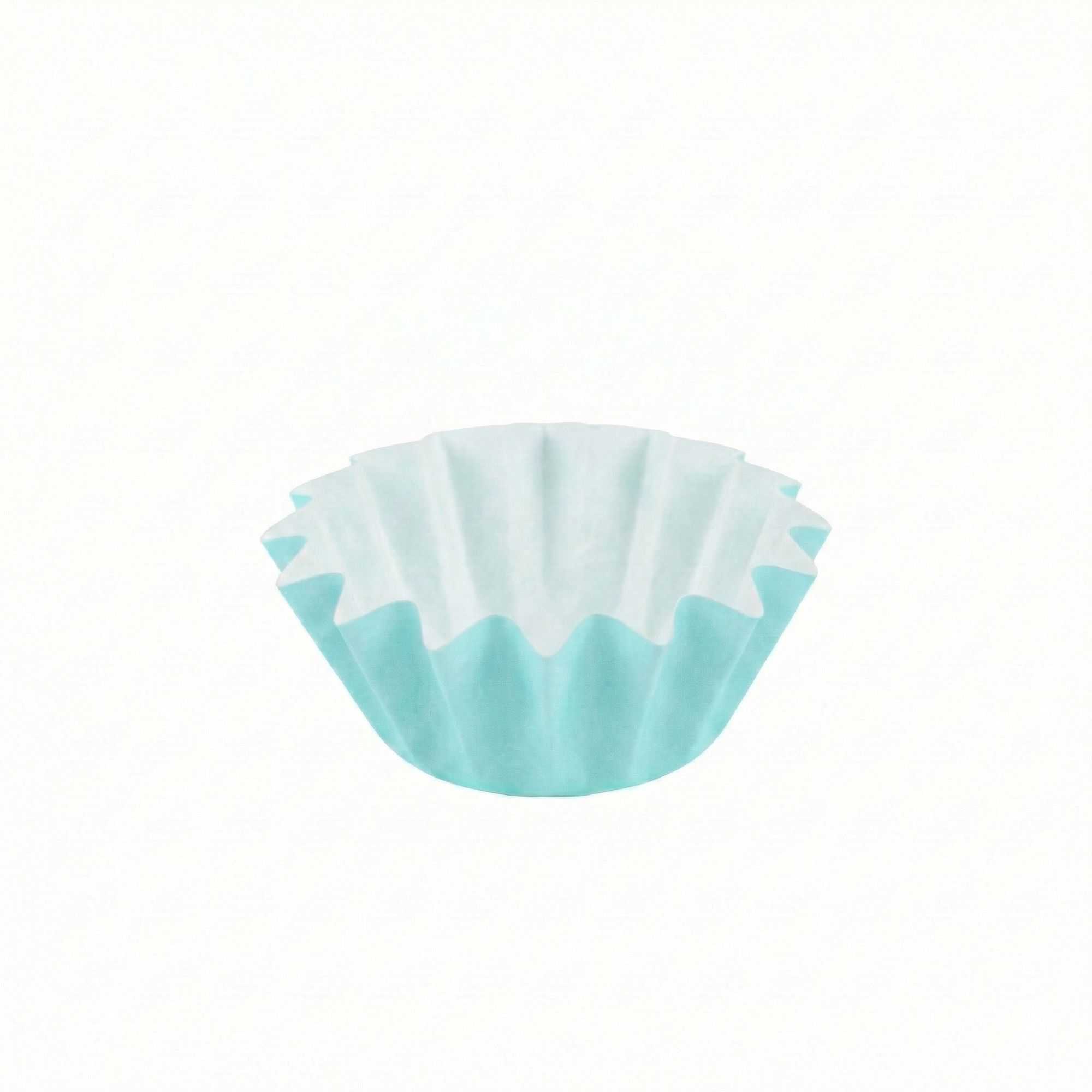 Panificio 0.4 oz Turquoise Floral Paper Mini Baking Cup - Flared - 2" x 2" x 1/2" - 200 count box