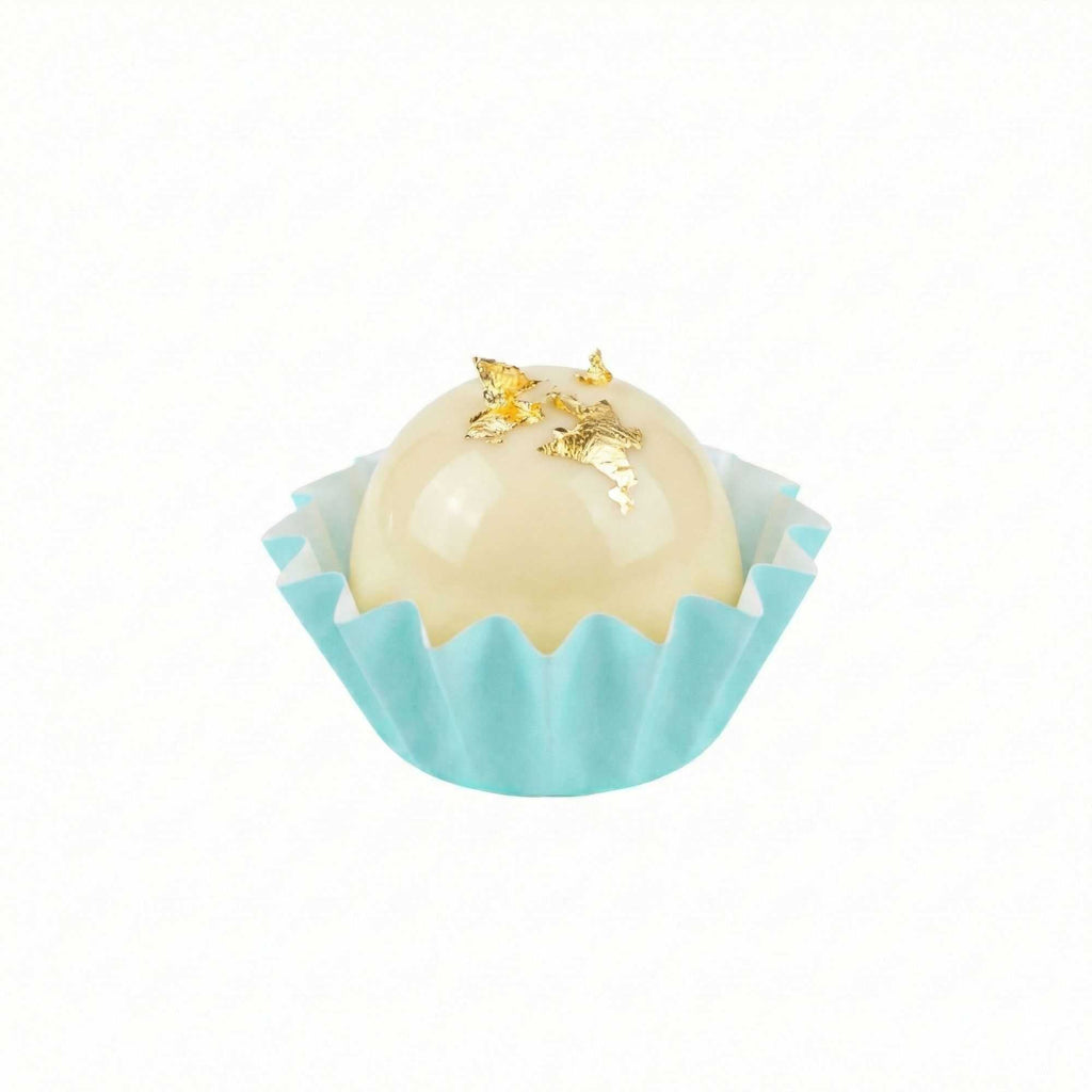 Panificio 0.4 oz Turquoise Floral Paper Mini Baking Cup - Flared - 2" x 2" x 1/2" - 200 count box