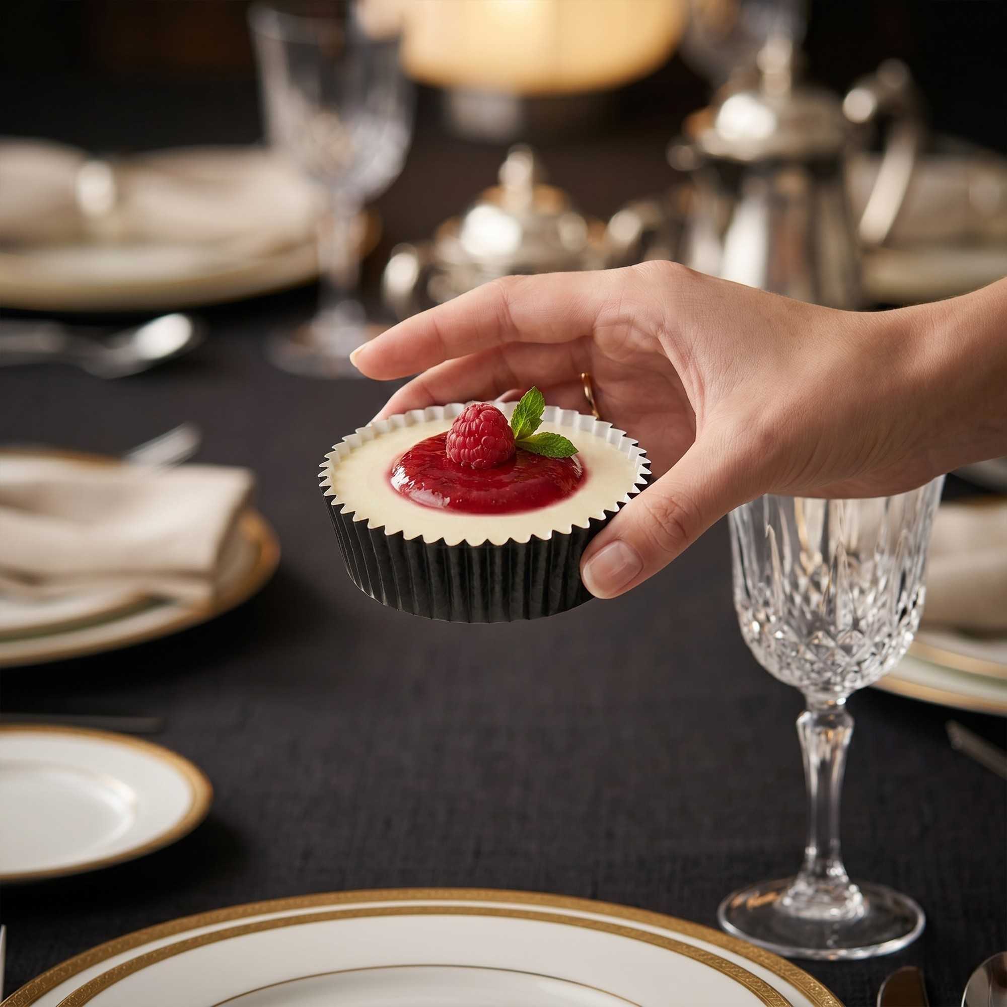 Panificio 4 oz Round Black Paper Baking Cup - Ridged - 3 1/2" x 3 1/2" x 1" - 200 count box