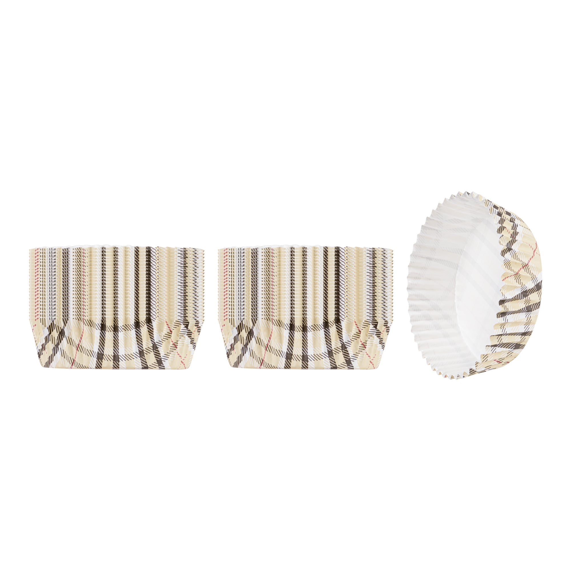 Panificio 4 oz Round Plaid Paper Baking Cup - Ridged - 3 1/2" x 3 1/2" x 1" - 200 count box