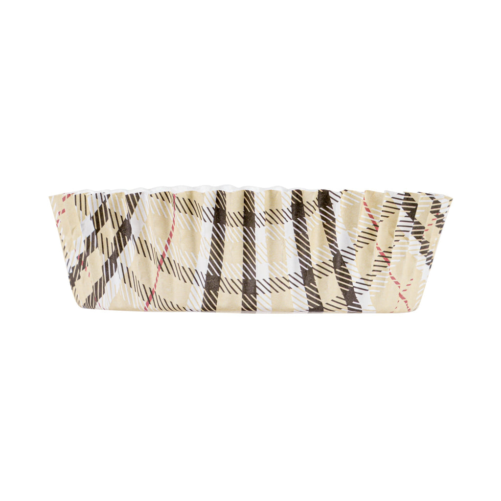 Panificio 4 oz Round Plaid Paper Baking Cup - Ridged - 3 1/2" x 3 1/2" x 1" - 200 count box