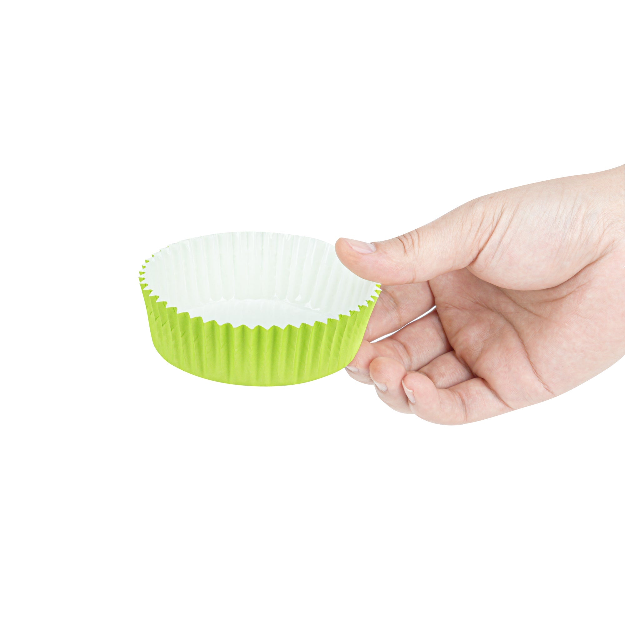 Panificio 4 oz Round Eco Green Paper Baking Cup - Ridged - 3 1/2" x 3 1/2" x 1" - 200 count box
