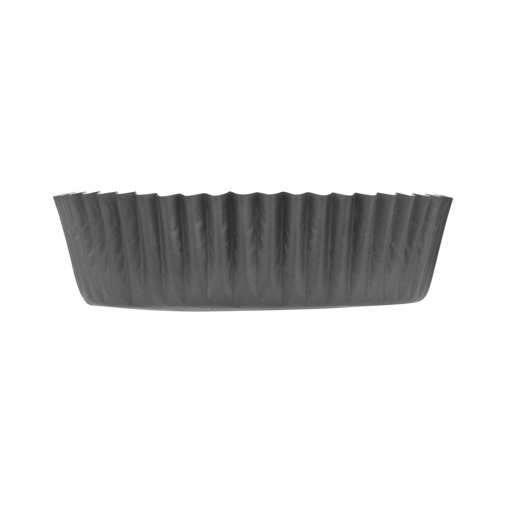 Panificio 4 oz Round Gray Paper Baking Cup - Ridged - 3 1/2" x 3 1/2" x 1" - 200 count box