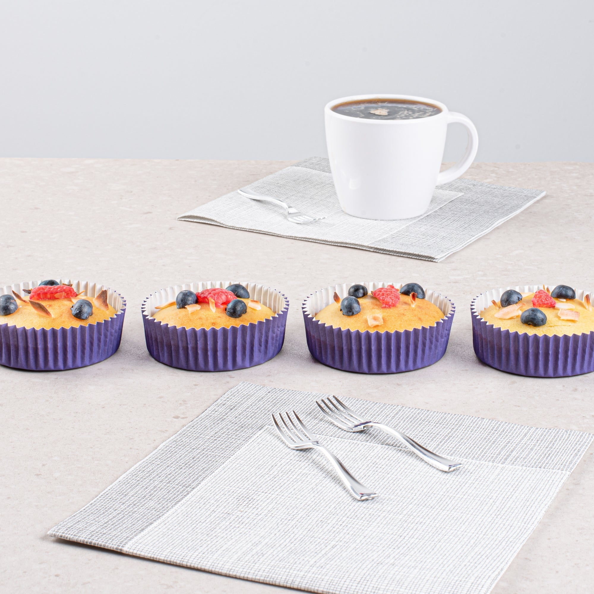 Panificio 4 oz Round Purple Paper Baking Cup - Ridged - 3 1/2" x 3 1/2" x 1" - 200 count box