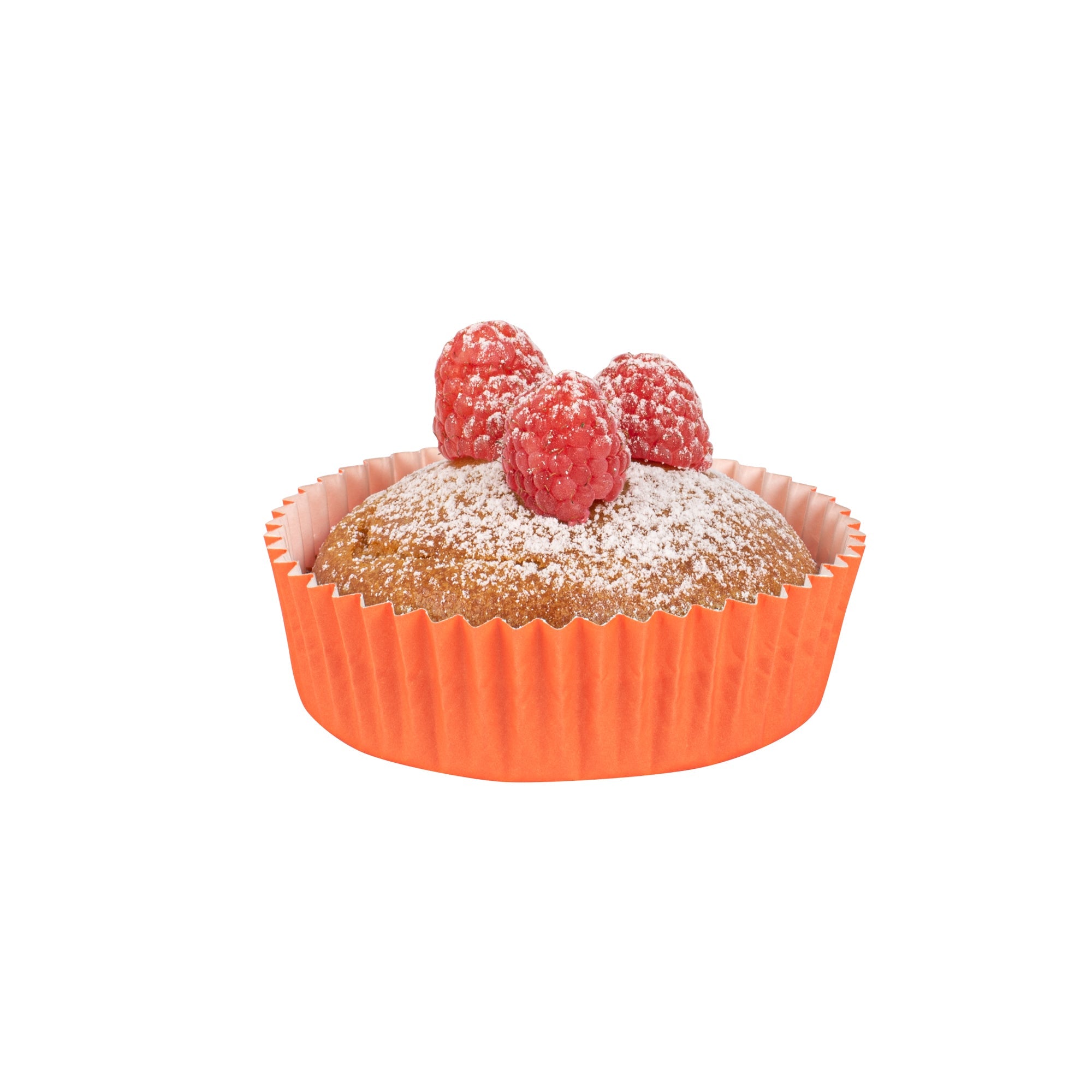 Panificio 4 oz Round Tangerine Orange Paper Baking Cup - Ridged - 3 1/2" x 3 1/2" x 1" - 200 count box