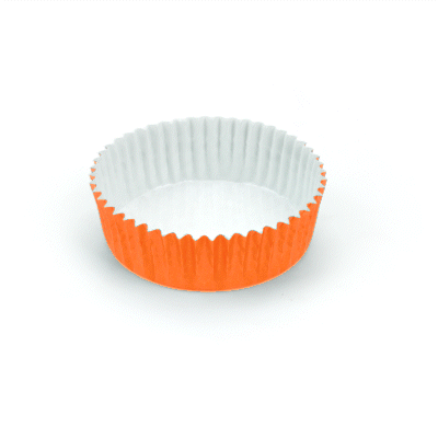 Panificio 4 oz Round Tangerine Orange Paper Baking Cup - Ridged - 3 1/2" x 3 1/2" x 1" - 200 count box