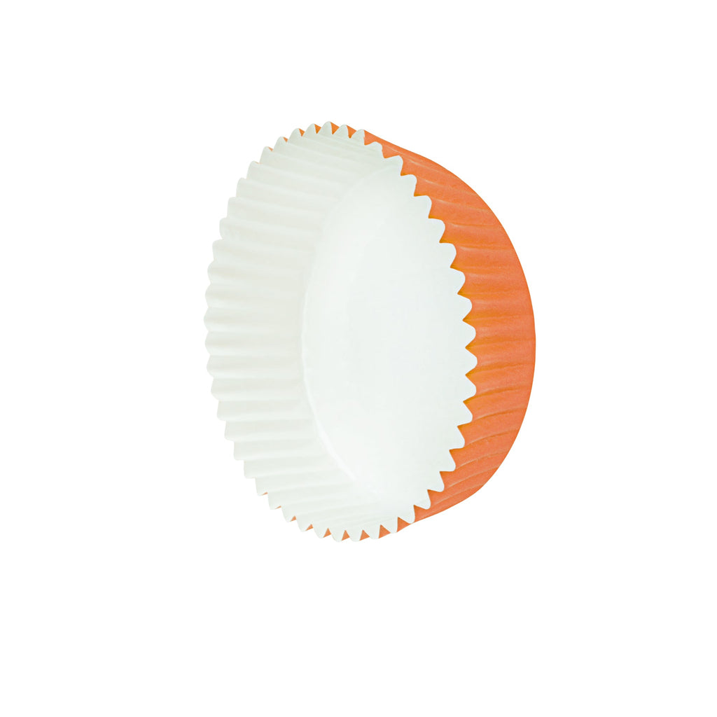 Panificio 4 oz Round Tangerine Orange Paper Baking Cup - Ridged - 3 1/2" x 3 1/2" x 1" - 200 count box