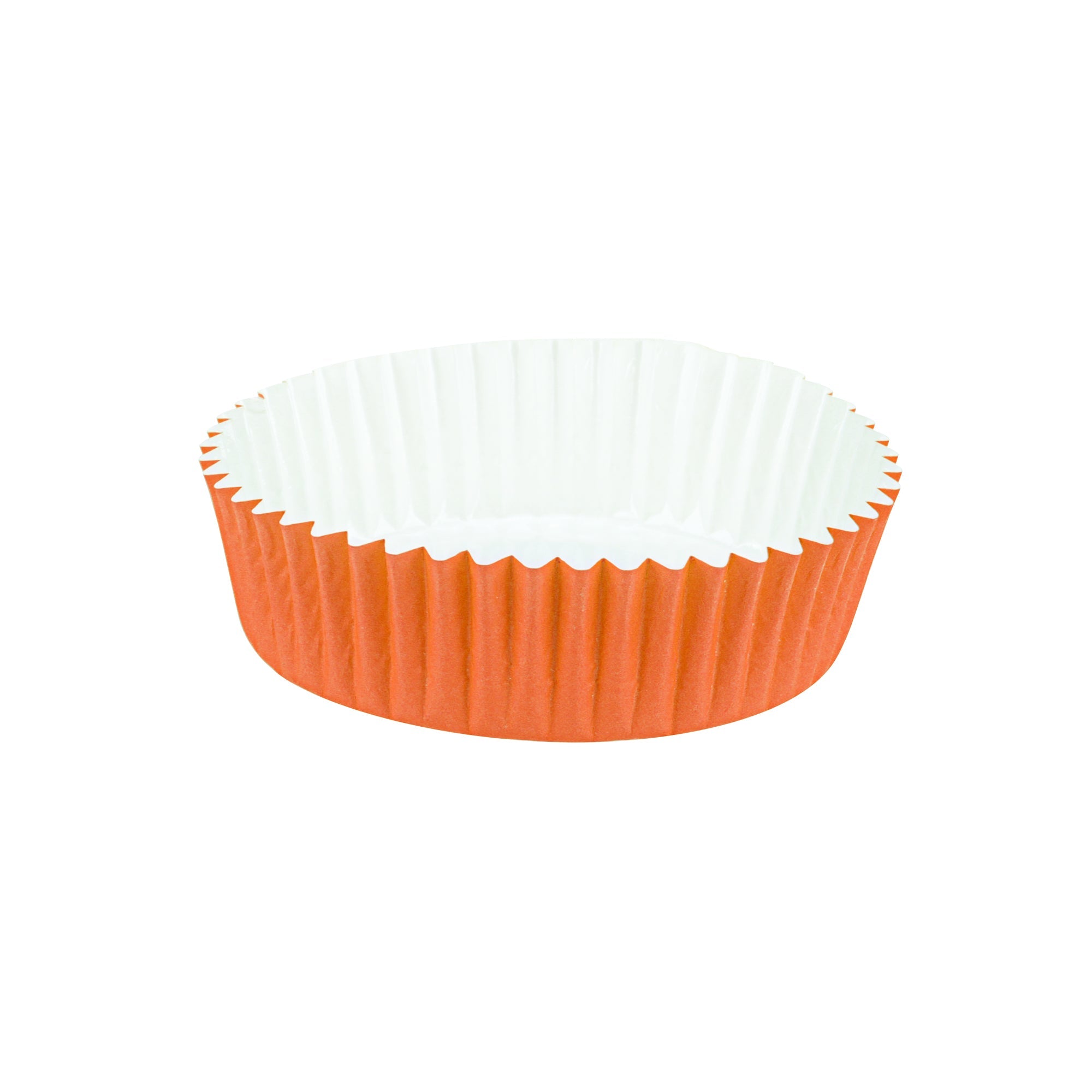 Panificio 4 oz Round Tangerine Orange Paper Baking Cup - Ridged - 3 1/2" x 3 1/2" x 1" - 200 count box