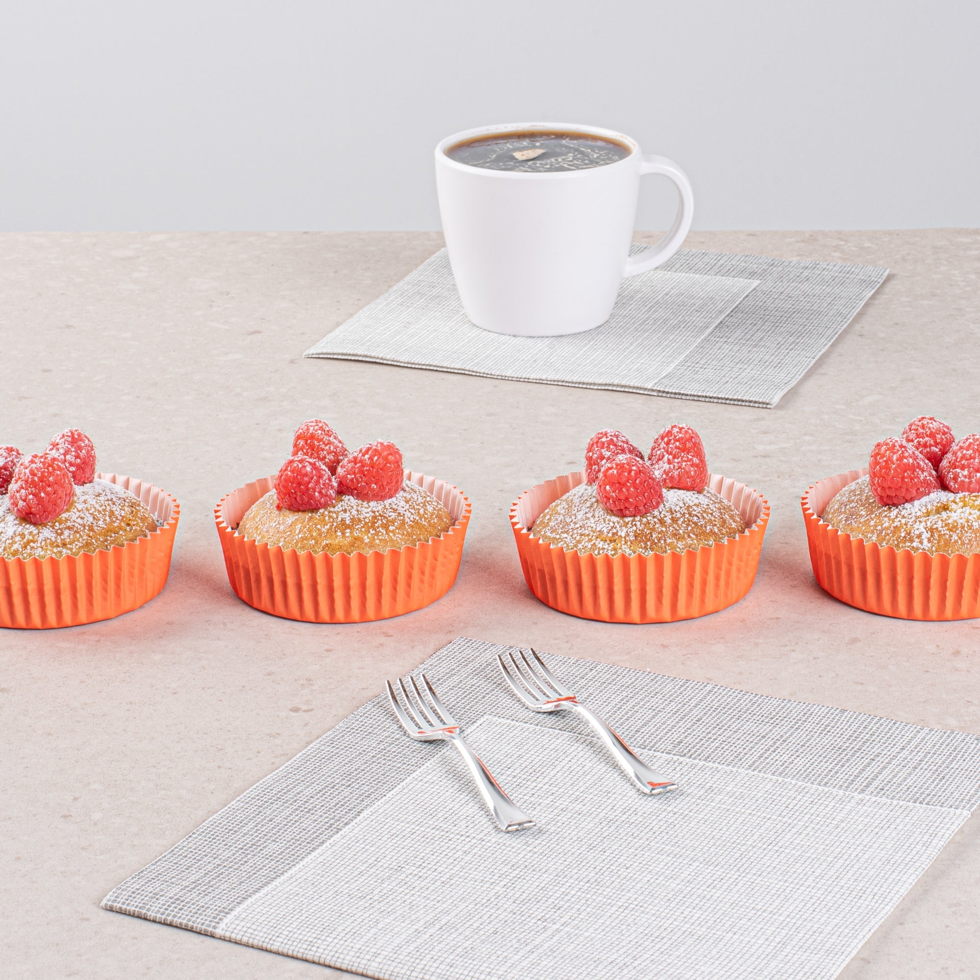 Panificio 4 oz Round Tangerine Orange Paper Baking Cup - Ridged - 3 1/2" x 3 1/2" x 1" - 200 count box